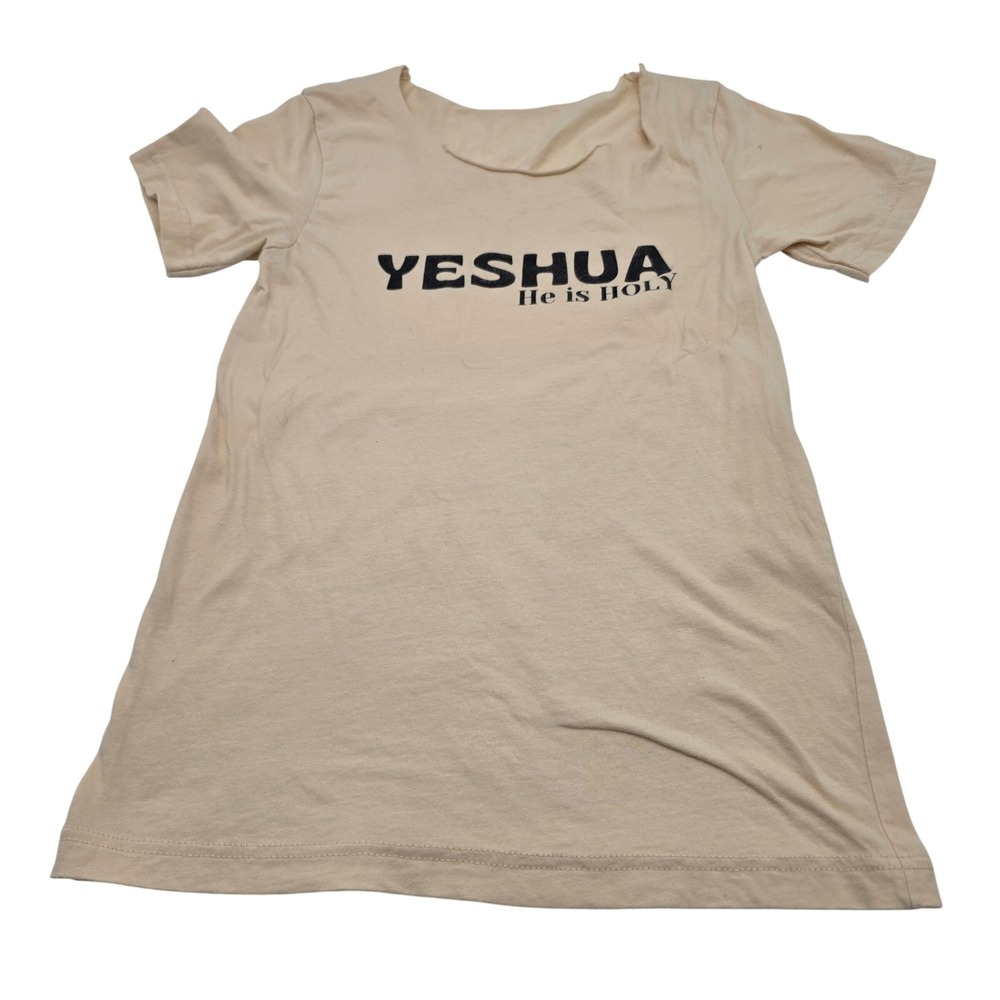 Yeshua Graphic Tee Kids Medium Beige Religious Christian Shirt